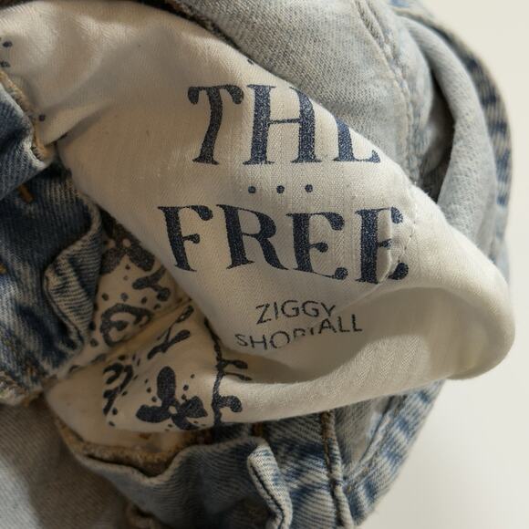 We The Free Ziggy Shortalls Denim Size Large Blue Wash Free People Boho Cowboy - Picture 7 of 8